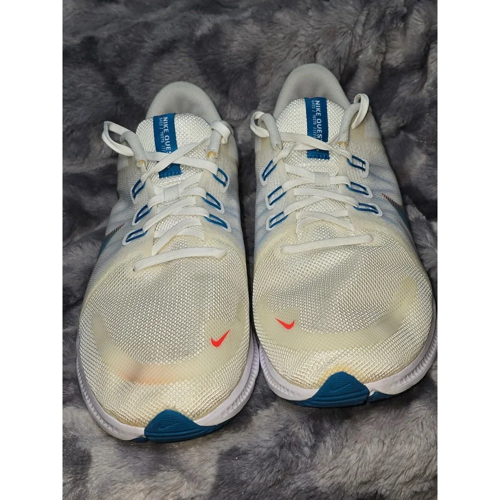 Nike Quest 4 Men's Running Shoes‎ White Blue Orange DA1105 101 Size 11.5